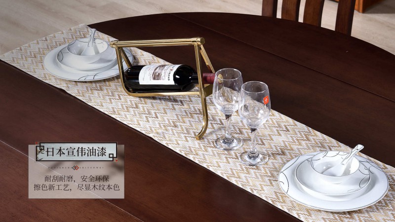 長樂家具北美胡桃色橡膠木669#餐桌介紹7