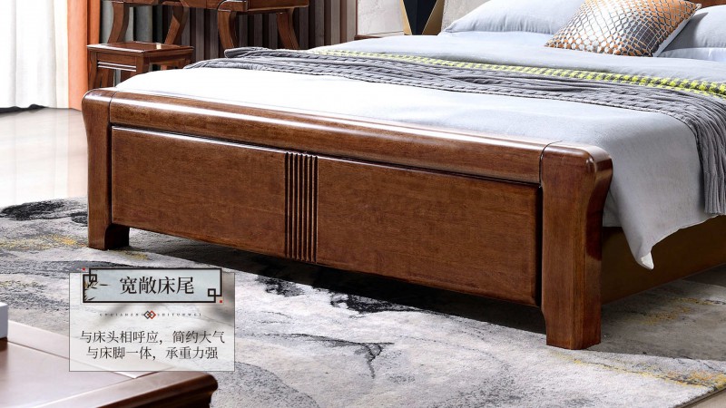 長(zhǎng)樂(lè)家具北美胡桃色橡膠木1652#大床介紹8