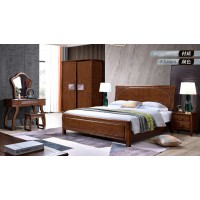 長樂家具北美胡桃色橡膠木2131#大床
