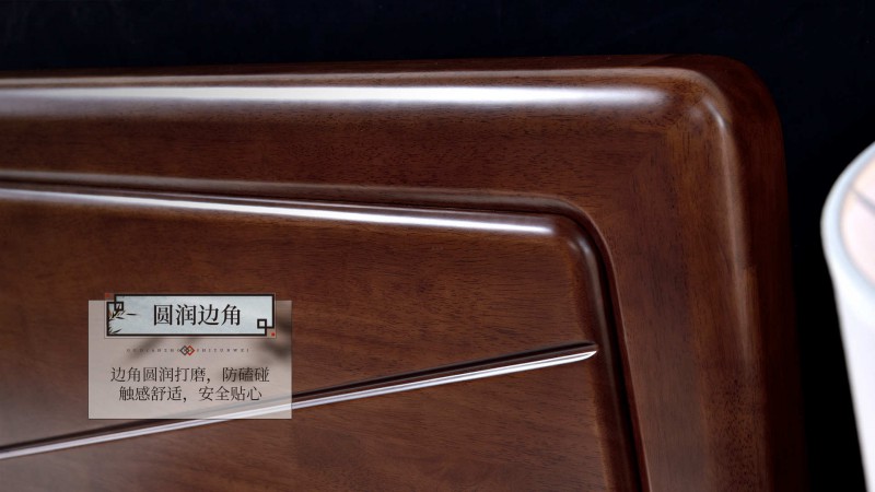 長樂家具北美胡桃色橡膠木2135#大床介紹5