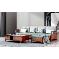 世華現代輕奢紅檀木家具：9016#轉角沙發、9013#長茶幾