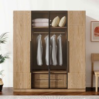 朗朝現代極簡白蠟木家具：L2684#四門開門衣柜（原木色）