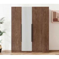 朗朝現代極簡白蠟木家具：L2683#三門開門衣柜（胡桃色）、L2681#邊柜