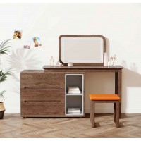 朗朝現代極簡白蠟木家具：L2691#梳妝臺（胡桃色）、妝凳
