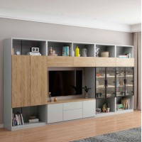 朗朝現代極簡白蠟木家具：L2823#組合電視柜（地柜）（原木色）、L2861組合左柜、L2862組合右柜、L2863組合吊柜