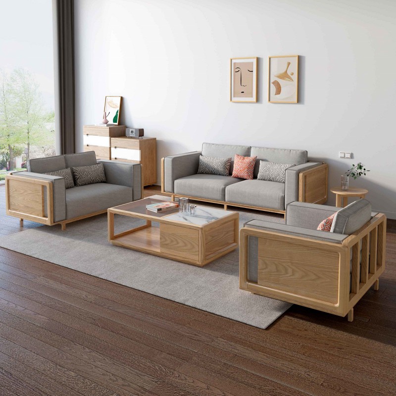 L2802#1+2+3沙發(fā)（原木色）、L281#長(zhǎng)茶幾