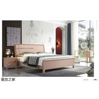 南康卡其色紅胡桃實木床,愛友之家優締思現代輕奢家具,江西實木床廠家,愛友家具公司