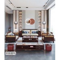 南康現(xiàn)代輕奢新中式套房家具，江西金絲檀木新中式家具生產(chǎn)廠家,阿姆雷特家具