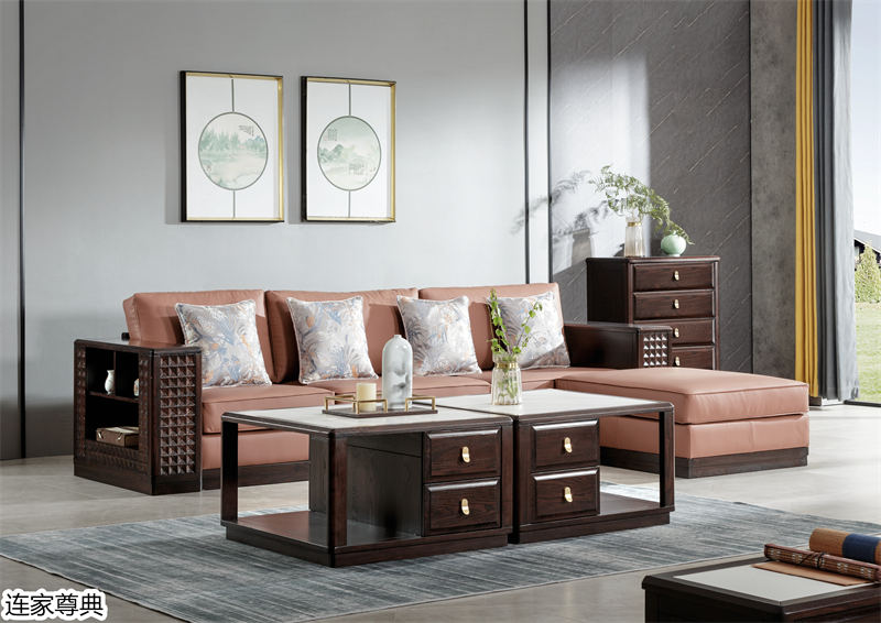 江西南康連家尊典現代中式白蠟木家具9