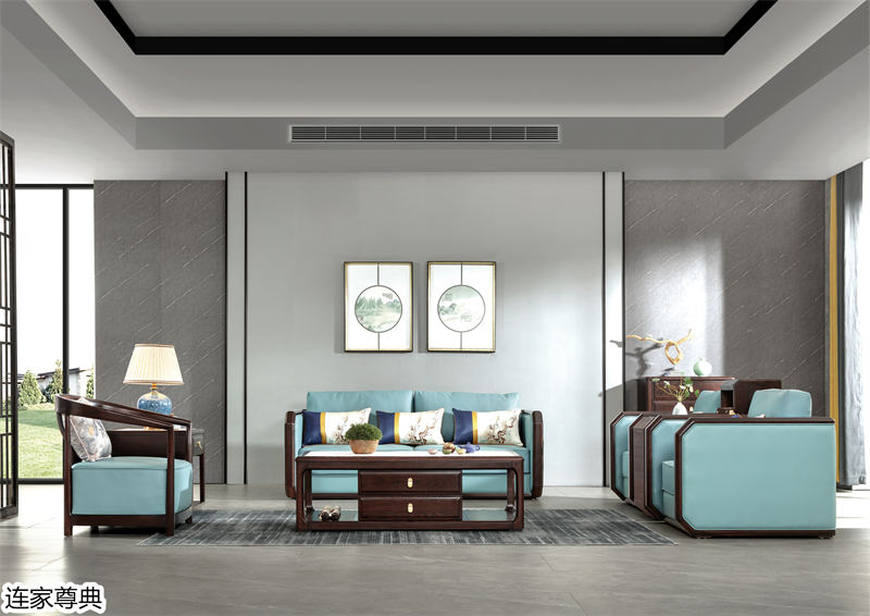 江西南康連家尊典現代中式白蠟木家具11