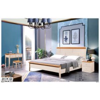 木韻年華現代休閑實木床,江西南康現代簡約實木床、紅胡桃色、彩色實木床廠家,韻木居家具