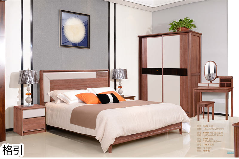 晶品家具&middot; 格引現(xiàn)代中式金絲檀木套房家具4