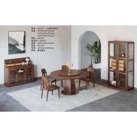 艾美儷家可可西里現代極簡黑金檀木家具：餐桌KK5101#(全圓形造型)、餐椅KK3501#