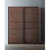 艾美儷家可可西里現代極簡黑金檀木家具：兩門推拉衣柜KK2201#