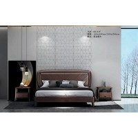 艾美儷家可可西里現(xiàn)代極簡(jiǎn)黑金檀木家具：大床KK1118#