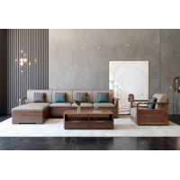 艾美儷家可可西里現(xiàn)代極簡(jiǎn)黑金檀木家具：轉(zhuǎn)角沙發(fā)KK3206#、長(zhǎng)茶幾KK3301#