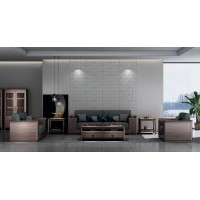 艾美儷家可可西里現(xiàn)代極簡(jiǎn)黑金檀木家具：沙發(fā)KK3112、長茶幾KK3312、方茶幾KK3313