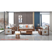 康優(yōu)寶輕奢新中式胡桃木家具：K6H803沙發(fā) 1+2+3位（B靠背儲(chǔ)物箱體薄墊）