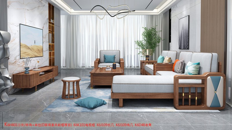 K6H801沙發(fā) 轉(zhuǎn)角+單位（D靠背直條前框厚墊）