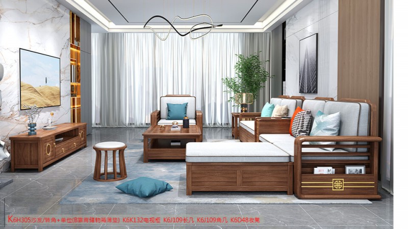 K6H305沙發 轉角+單位（B靠背儲物箱薄墊）