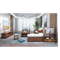 康優(yōu)寶輕奢新中式胡桃木家具：K6H305沙發(fā) 轉(zhuǎn)角+單位（B靠背儲(chǔ)物箱薄墊）