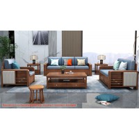 康優(yōu)寶輕奢新中式胡桃木家具：K6H304沙發(fā) 1+2+3位（D靠背儲物箱體薄墊）