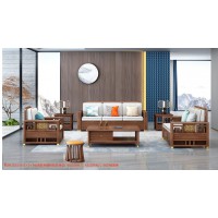 康優寶輕奢新中式胡桃木家具：K6H216沙發 1+2+3位（B靠背儲物箱體薄墊）