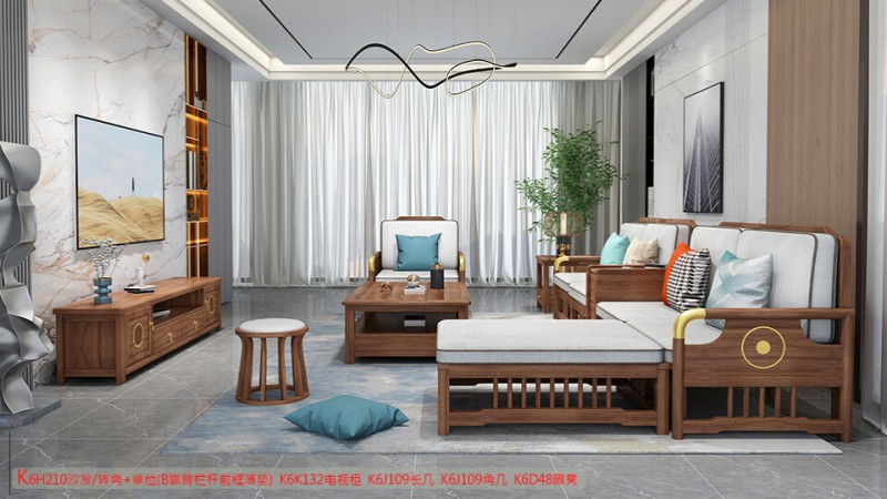 K6H210沙發(fā) 轉(zhuǎn)角+單位（B靠背欄桿前框薄墊）