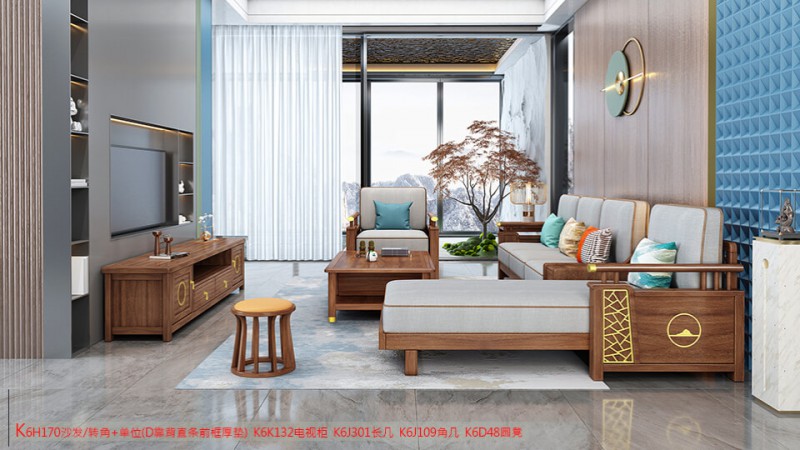 K6H170沙發(fā) 轉(zhuǎn)角+單位（D靠背直條前框厚墊）