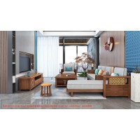 康優寶輕奢新中式胡桃木家具：K6H169沙發 轉角+單位（D靠背直條前框厚墊）