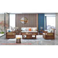 康優寶輕奢新中式胡桃木家具：K6H169沙發 1+2+3位（B靠背儲物箱體薄墊）