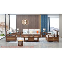 康優(yōu)寶輕奢新中式胡桃木家具：K6H166沙發(fā) 1+2+3位（B靠背儲(chǔ)物箱體薄墊）