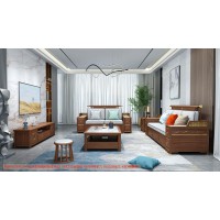 康優(yōu)寶輕奢新中式胡桃木家具：K6H91沙發(fā) 2+3位（A靠背儲(chǔ)物箱體薄墊）