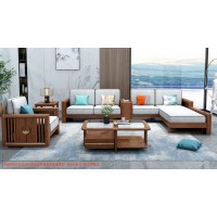 康優(yōu)寶輕奢新中式胡桃木家具：K6H90沙發(fā) 轉(zhuǎn)角+單位（D靠背直條前框厚墊）