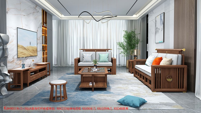 K6H90沙發(fā) 2+3位（A靠背欄桿前框薄墊）