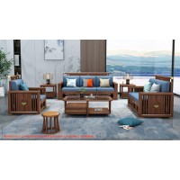 康優(yōu)寶輕奢新中式胡桃木家具：K6H90沙發(fā) 1+2+3位（A靠背欄桿前框薄墊）