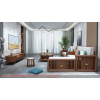 康優(yōu)寶輕奢新中式胡桃木家具：K6H90沙發(fā) 轉(zhuǎn)角（D靠背欄桿前框厚墊）