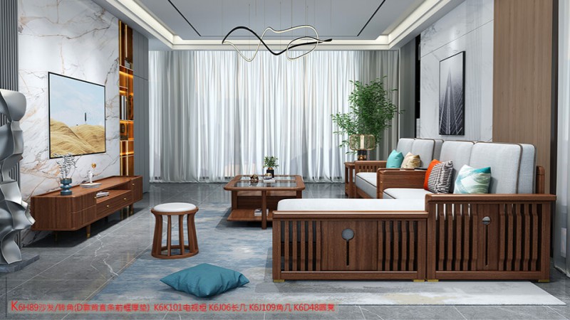 K6H89沙發(fā) 轉(zhuǎn)角（D靠背直條前框厚墊）