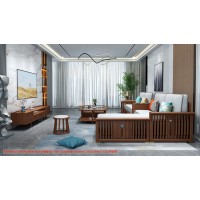 康優(yōu)寶輕奢新中式胡桃木家具：K6H89沙發(fā) 轉(zhuǎn)角（D靠背直條前框厚墊）