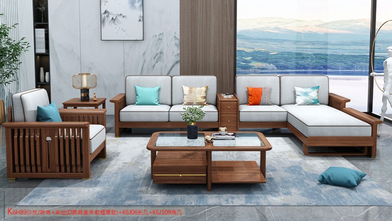 K6H89沙發 轉角+單位（D靠背直條前框厚墊）