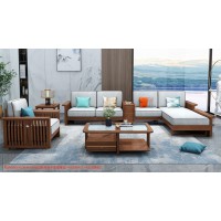 康優(yōu)寶輕奢新中式胡桃木家具：K6H89沙發(fā) 轉(zhuǎn)角+單位（D靠背直條前框厚墊）