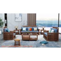 康優(yōu)寶輕奢新中式胡桃木家具：K6H89沙發(fā) 1+2+3位（A靠背欄桿前框薄墊）