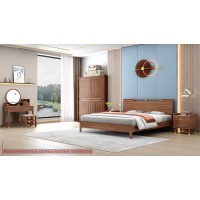 康優寶輕奢新中式胡桃木家具：K6A818床