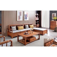 安德穩(wěn)南美胡桃木木蠟油原木家具：轉角沙發(fā)L333#