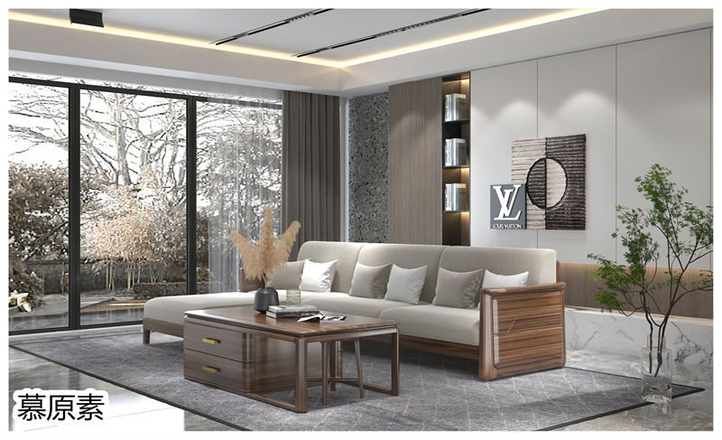 慕原素現代極簡輕奢烏金木家具2