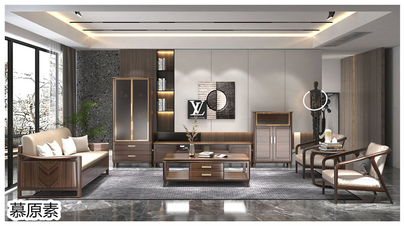 慕原素現代極簡輕奢烏金木家具5