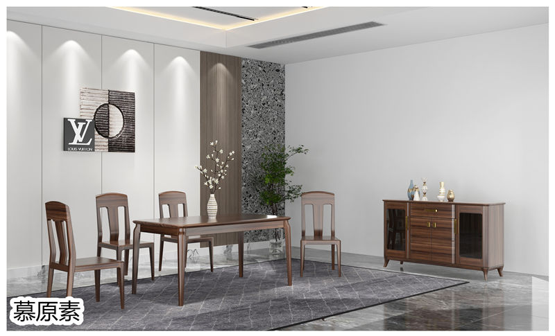 慕原素現代極簡輕奢烏金木家具20