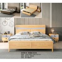 云杉木語現代北歐家具：3113#床、3120#床頭柜