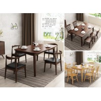 云杉木語云帆北歐系列家具：2312#圓腿方桌、2317#牛角椅