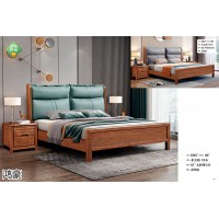 鴻豪家具時尚輕奢風格軟包實木床，江西南康實木家具廠家，華順陽光家具有限公司